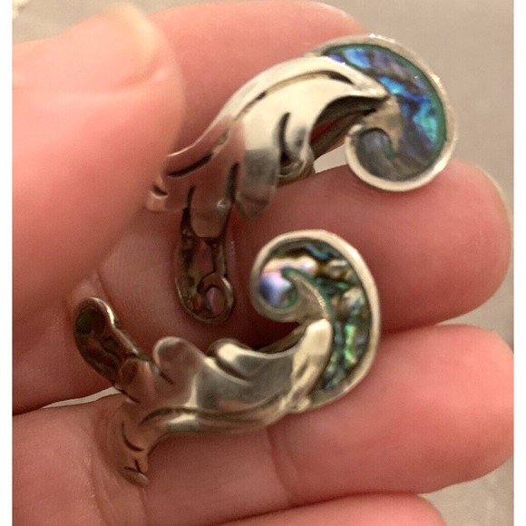 Margot de Taxco Sterling Silver 925 Mexico Necklace and Screw Earring Set 1950's - Picture 12 of 16